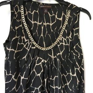 Dana Buchman Blouse w/ Gold Chain Neckline